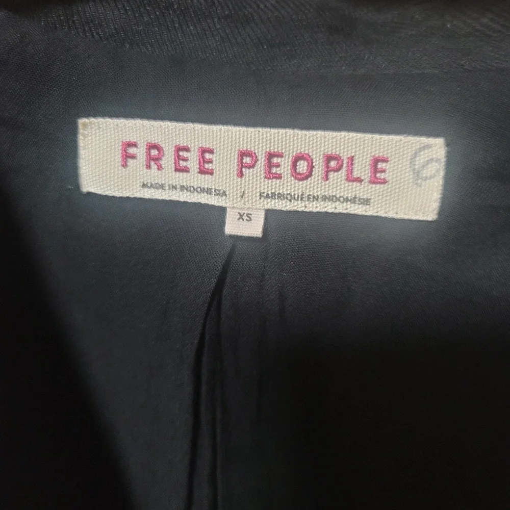 Free‎ People Womens Black Blazer Notched Lapel XS Classic Dark Academia Capsule